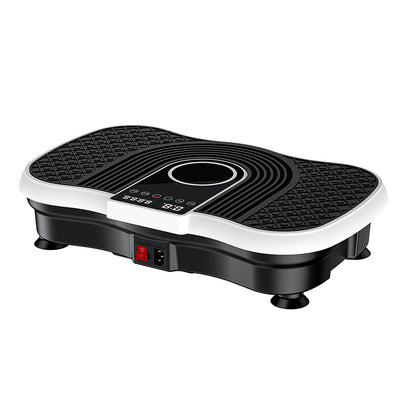 White background product shot of home vibration fitness plate with anti‑slip textured surface and LED control panel