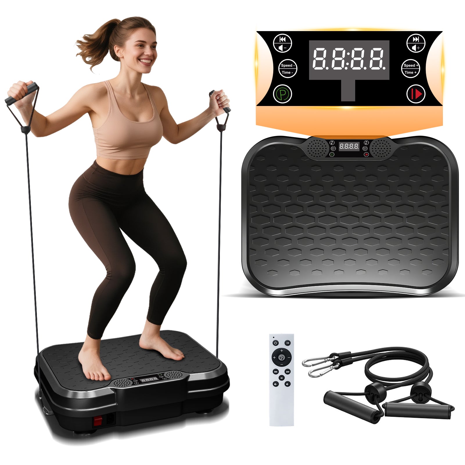 Vibration Plate Fat Shaking Machine, Bluetooth Music Function, 330LBS Large Load Whole Body Workout Platform for Weight Loss & Body Shaping Home Fitness Equipment