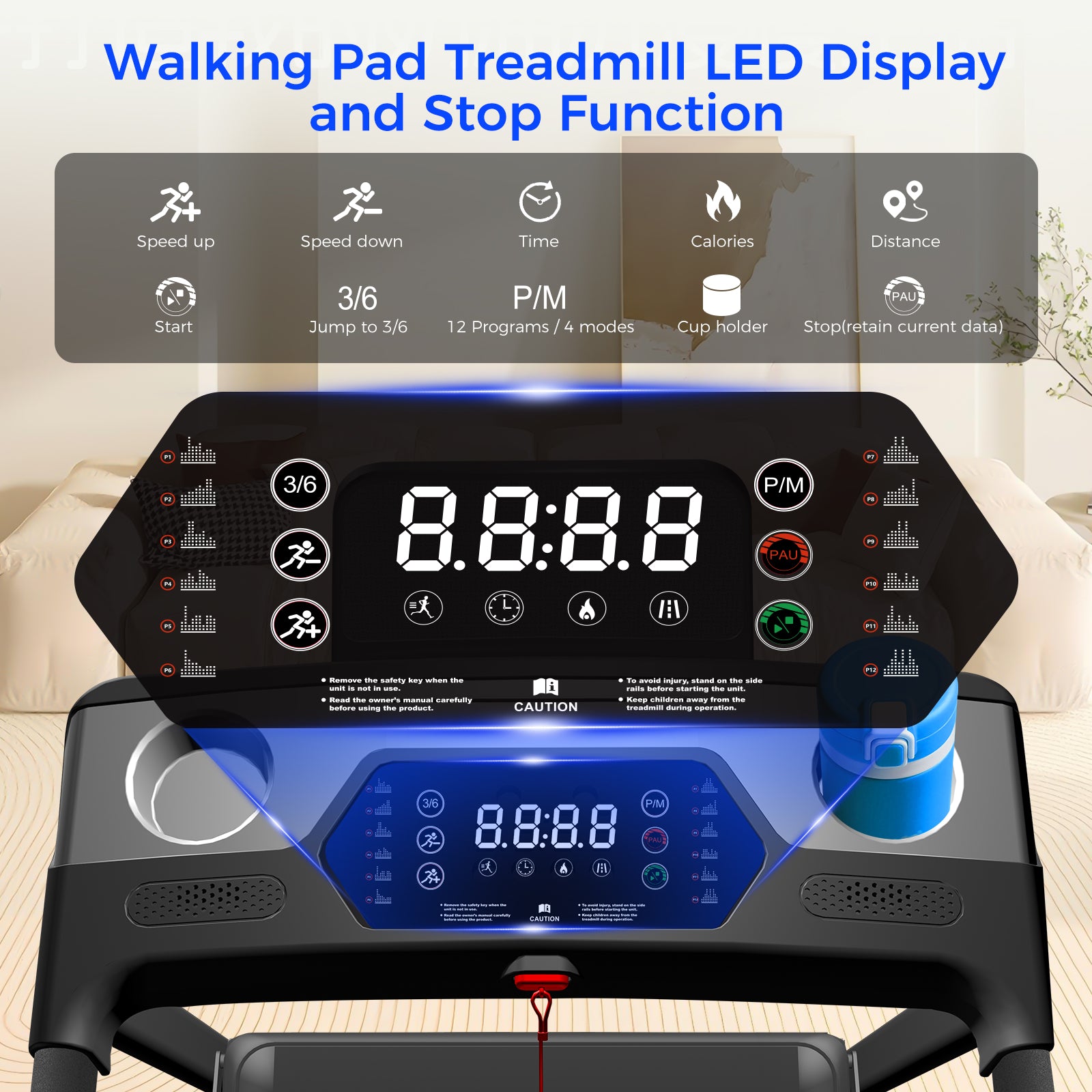 Space-Saving Folding Treadmill, Incline & Sturdy Handrails for Family Fitness