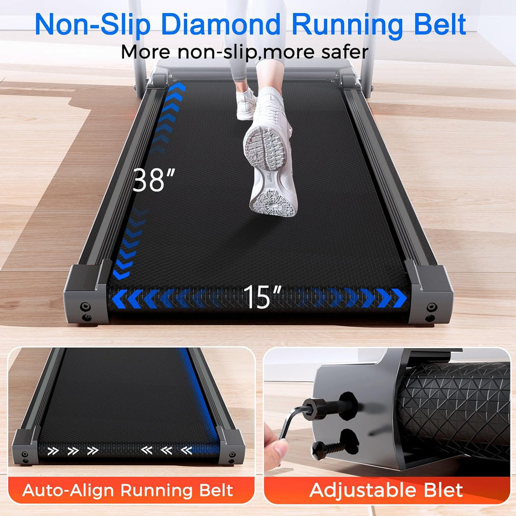 Space-Saving Folding Treadmill, Incline & Sturdy Handrails for Family Fitness