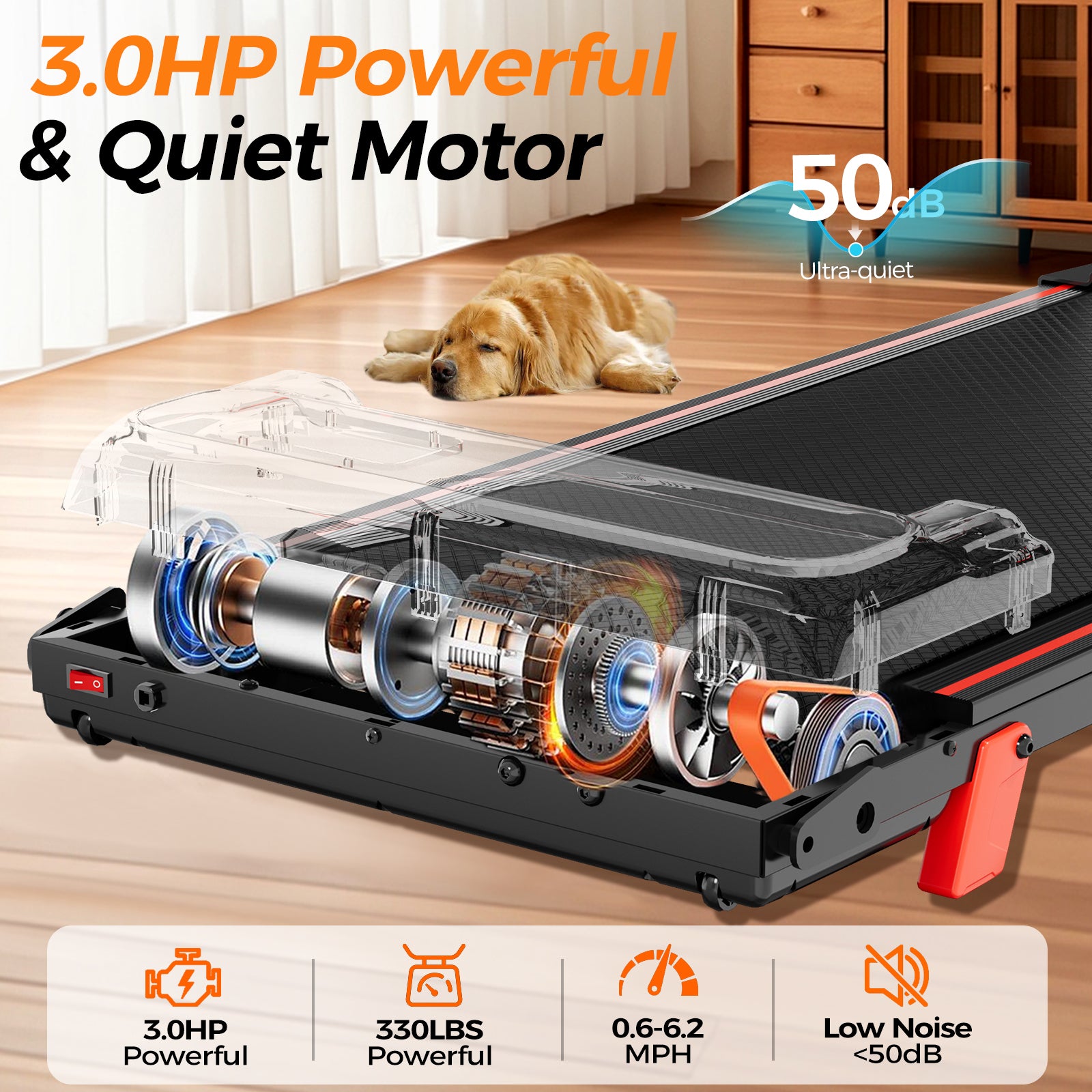 Space-Saving Folding Treadmill, Incline & Sturdy Handrails for Family Fitness