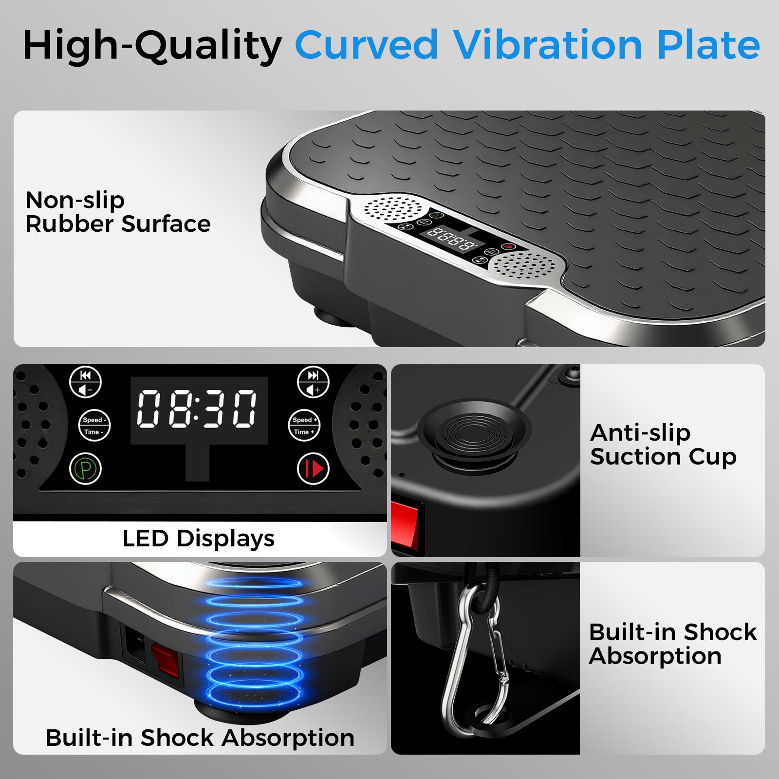 Tomile Vibration Plate Exercise Machine, Whole Body Workout Fitness Platform with Resistance Band, 330lbs Capacity, Black