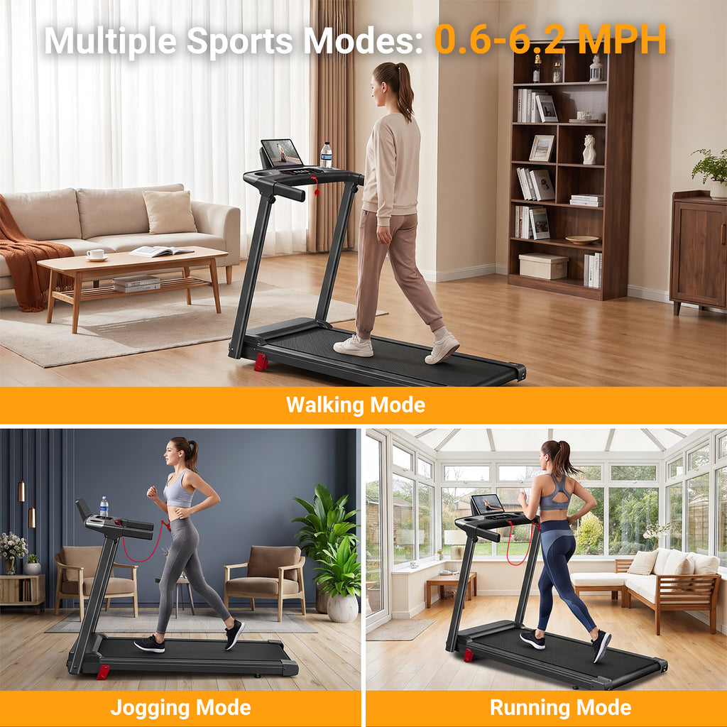Tomile Foldable Electric Treadmill for Home, 3.0 HP Portable Treadmill with Incline for Running Exercise, 300 lb Capacity