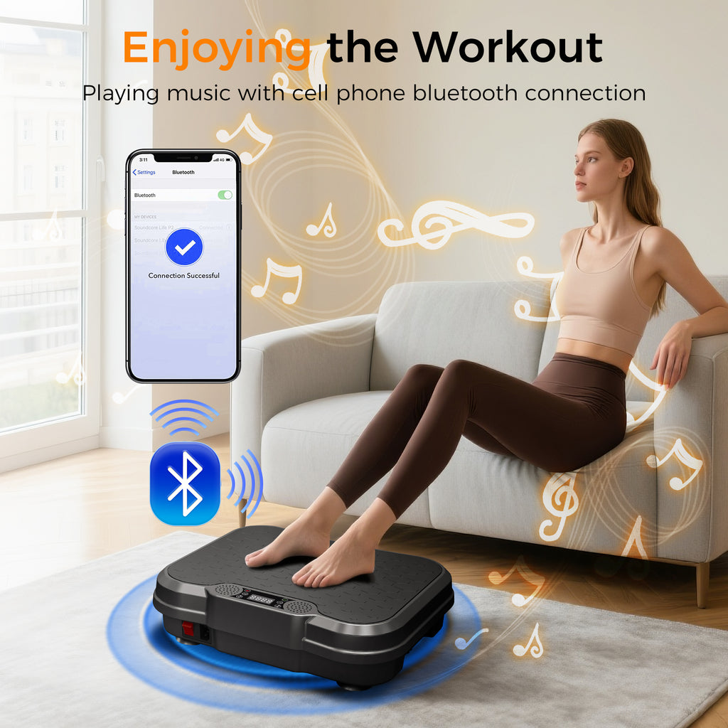 Vibration Plate Fat Shaking Machine, Bluetooth Music Function, 330LBS Large Load Whole Body Workout Platform for Weight Loss & Body Shaping Home Fitness Equipment