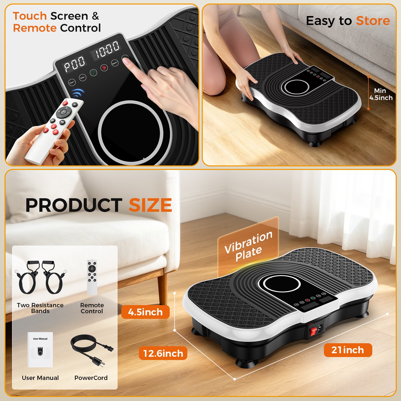 AoraPulseFit Home Vibration Plate With a Maximum Weight Capacity of 330 lbs