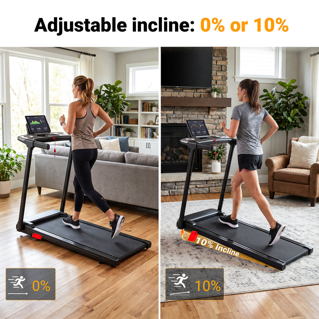 Tomile Foldable Electric Treadmill for Home, 3.0 HP Portable Treadmill with Incline for Running Exercise, 300 lb Capacity
