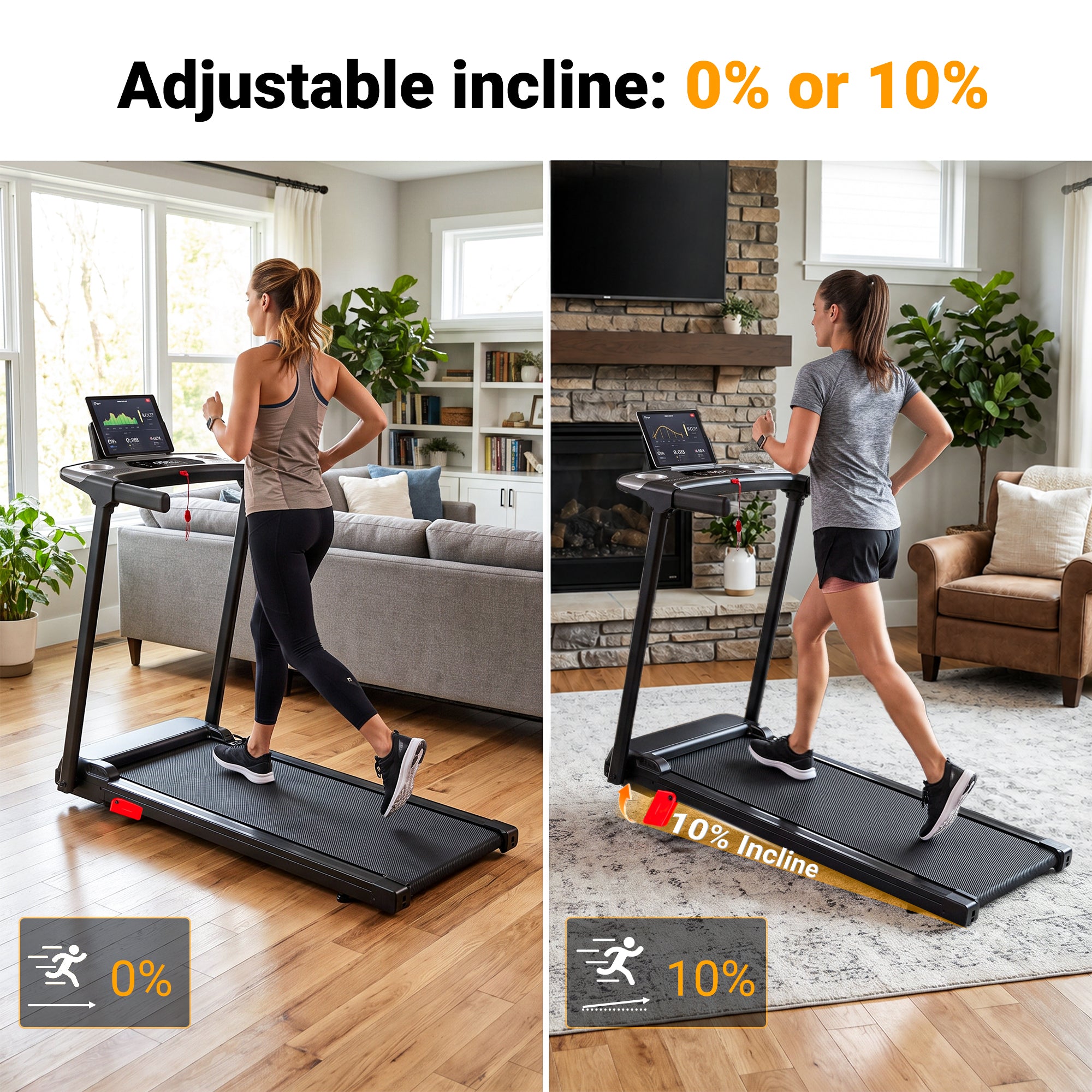 Tomile Foldable Electric Treadmill for Home, 3.0 HP Portable Treadmill with Incline for Running Exercise, 300 lb Capacity