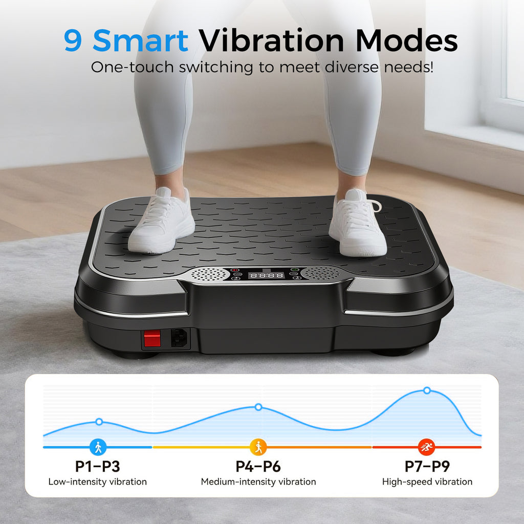 Tomile Vibration Plate Exercise Machine, Whole Body Workout Fitness Platform with Resistance Band, 330lbs Capacity, Black