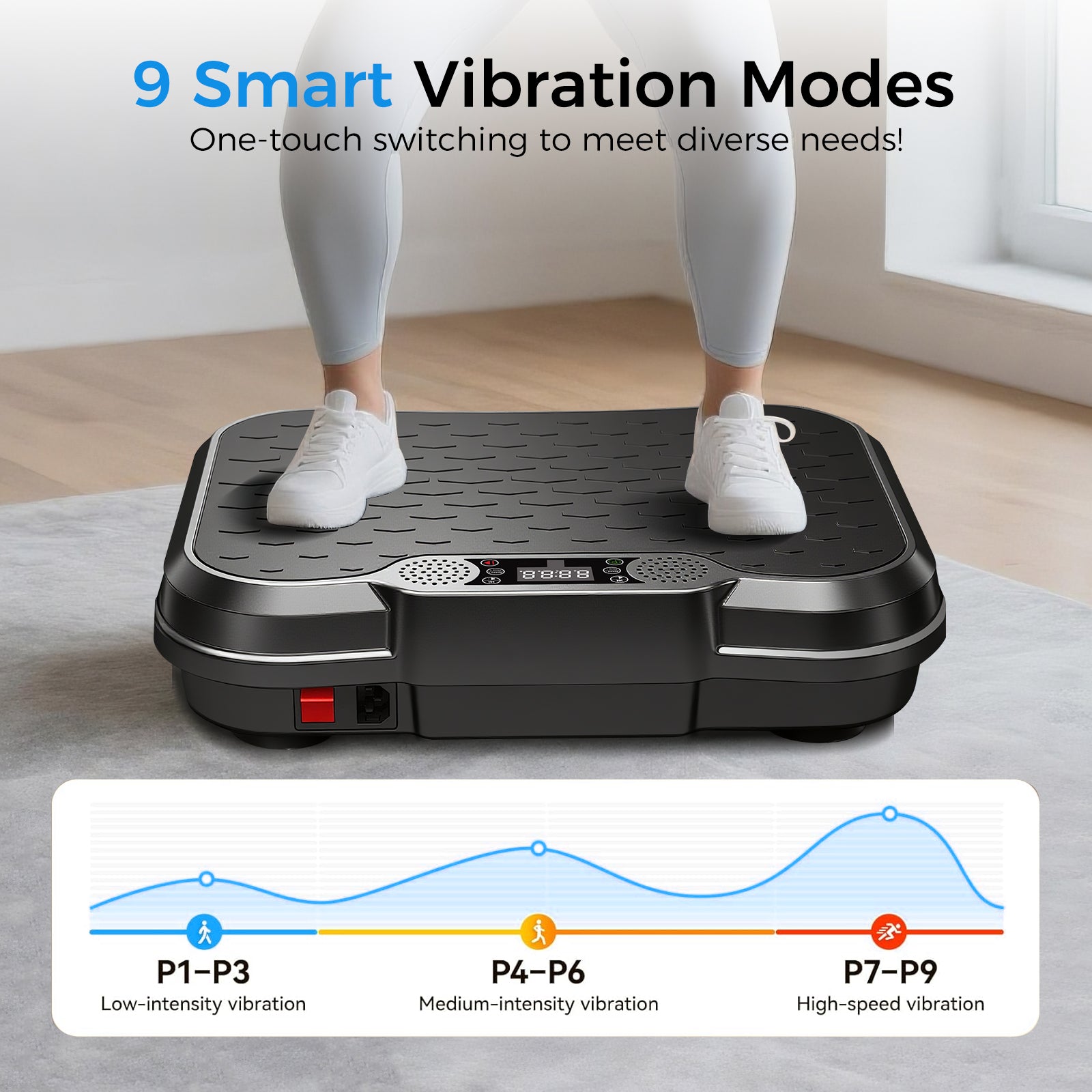 Tomile Vibration Plate Exercise Machine, Whole Body Workout Fitness Platform with Resistance Band, 330lbs Capacity, Black